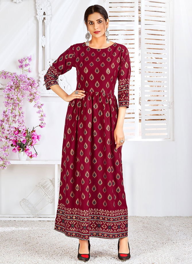 Maroon Colour Minakari 2 Rahul NX New latest Designer Ethnic Wear Rayon Gown Collection 1003